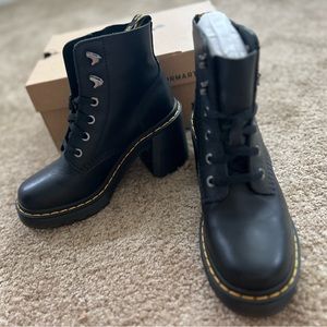 Dr. Martens | Jesy Sendal Leather Lace Up Flared Heel Boots